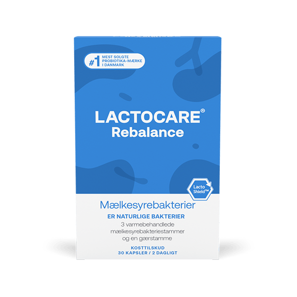 Lactocare Rebalance mælkesyrebakterier til dårlig mave, tynd mave eller diarré (30 stk)