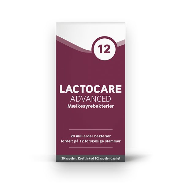 Lactocare Advanced mælkesyrebakterier med høj styrke til avanceret støtte af irritabel tyktarm, oppustethed (30 stk)