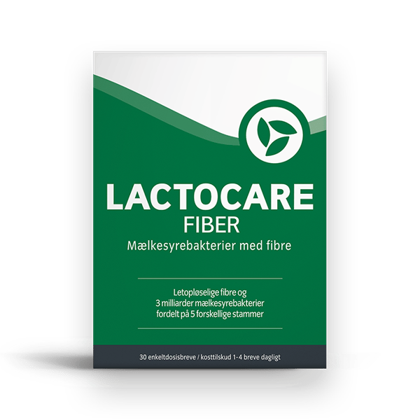 Lactocare Fiber mælkesyrebakterier til hård mave, hård afføring og mod forstoppelse (30 stk)