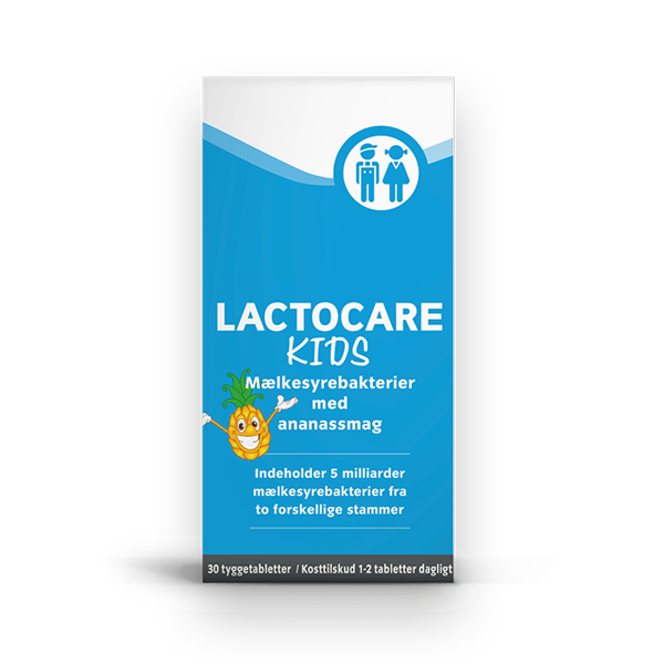 Lactocare Kids mælkesyrebakterier til børn med ondt i maven i tyggetabletter (30 stk)