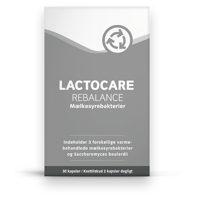 Lactocare Rebalance mælkesyrebakterier til dårlig mave, tynd mave eller diarré (30 stk)