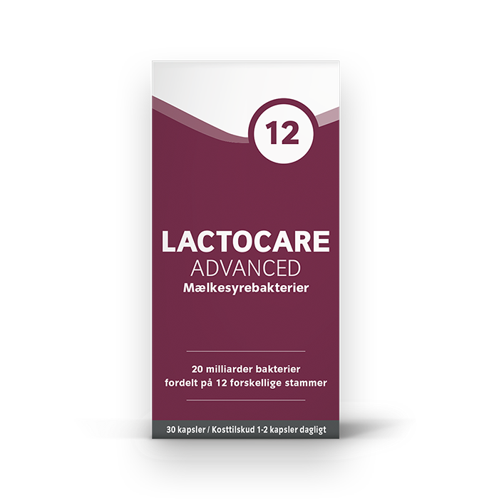 Lactocare Advanced mælkesyrebakterier med høj styrke til avanceret støtte af irritabel tyktarm, oppustethed (30 stk)