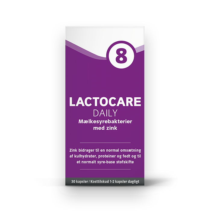 Lactocare Daily mælkesyrebakterier til forbedring af tarmbalancen, irritabel tarm, oppustet mave og ondt i maven (30 stk)