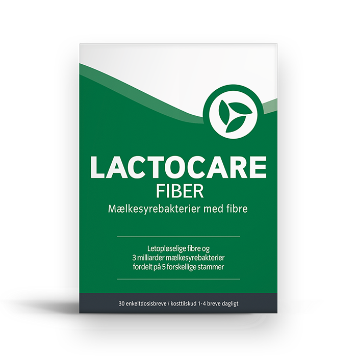 Lactocare Fiber mælkesyrebakterier til hård mave, hård afføring og mod forstoppelse (30 stk)